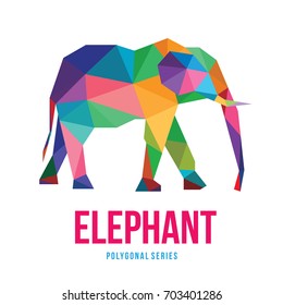 ANIMAL LOW POLY LOGO ICON SYMBOL TRIANGLE GEOMETRIC ELEPHANT POLYGON