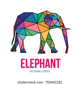 ANIMAL LOW POLY LOGO ICON SYMBOL TRIANGLE GEOMETRIC ELEPHANT POLYGON