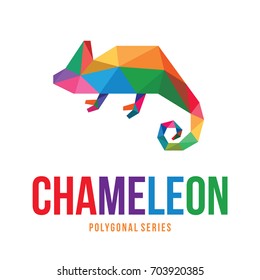 ANIMAL LOW POLY LOGO ICON SYMBOL TRIANGLE GEOMETRIC CHAMELEON POLYGON