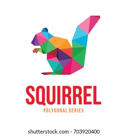 ANIMAL LOW POLY LOGO ICON SYMBOL TRIANGLE GEOMETRIC SQUIRREL POLYGON