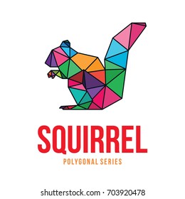 ANIMAL LOW POLY LOGO ICON SYMBOL TRIANGLE GEOMETRIC SQUIRREL POLYGON