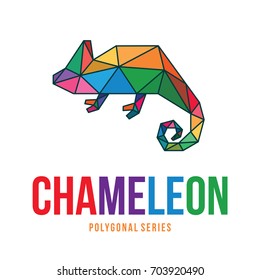 ANIMAL LOW POLY LOGO ICON SYMBOL TRIANGLE GEOMETRIC CHAMELEON POLYGON