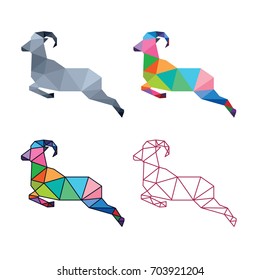 ANIMAL LOW POLY LOGO ICON SYMBOL TRIANGLE GEOMETRIC GOAT POLYGON SET