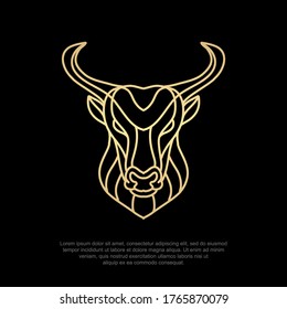 Animal luxury logo, bison, bull, buffalo  head, line art, simple and modern icons, editable design templates