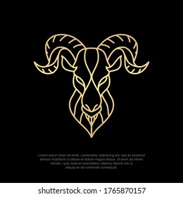 Animal luxury logo goat head, line art, simple and modern icons, editable design templates