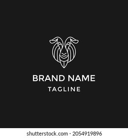 Animal luxury logo goat head, line art, simple and modern icons, editable design templates