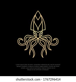 Animal luxury logo squid, line art, simple and modern icons, editable design templates