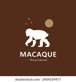 animal macaque logo vector icon silhouette retro hipster