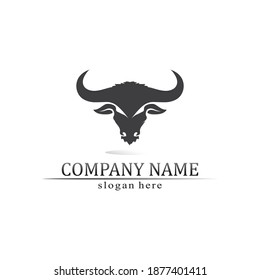 animal mammals cow, Bull horn and head buffalo logo and symbols template icons app