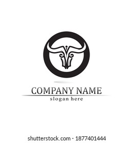 animal mammals cow, Bull horn and head buffalo logo and symbols template icons app