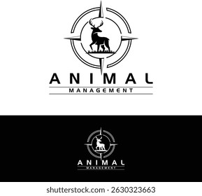 Animal Management Logo with Deer and Compass Logo