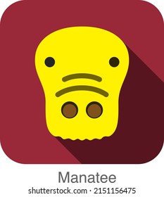 Animal Manatee Face Flat Icon