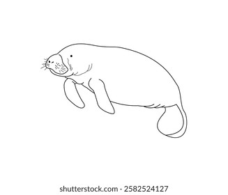 animal manatee outline vector design illustration