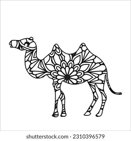 Animal mandala coloring book for adult and children. Vector, illustration, icon, image, photo and art coloring book.