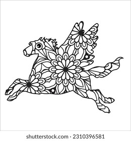 Animal mandala coloring book for adult and children. Vector, illustration, icon, image, photo and art coloring book.