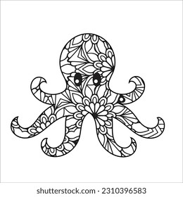 Animal mandala coloring book for adult and children. Vector, illustration, icon, image, photo and art coloring book.