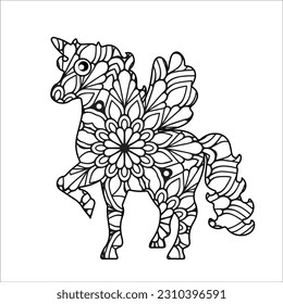 Animal mandala coloring book for adult and children. Vector, illustration, icon, image, photo and art coloring book.