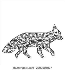 Animal mandala coloring page for adults and kids. Vector, image, photo, icon, illustration design
