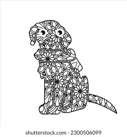 Animal mandala coloring page for adults and kids. Vector, image, photo, icon, illustration design