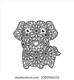 Animal mandala coloring page for adults and kids. Vector, image, photo, icon, illustration design