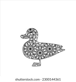Animal mandala coloring page for kids and adults. Vector, illustration, photo, image, icon coloring page.