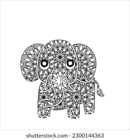 Animal mandala coloring page for kids and adults. Vector, illustration, photo, image, icon coloring page.