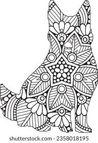 Animal mandala coloring page for kids,
Dog Animal Mandala Coloring page,
Animal Mandala with Flower, vector illustration.