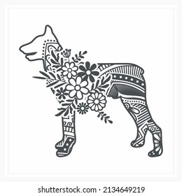 Animal Mandala with Flower, vector illustration. 