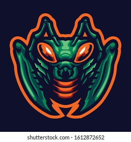 Animal Mantis Head Mascot for sports and esports isolate on the dark background