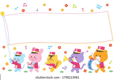 Animal marching band Marching Flag Character Frame