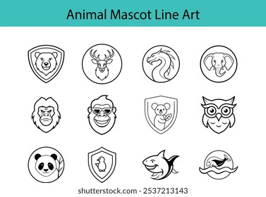 Iconos de Colección de arte de línea de mascota animal