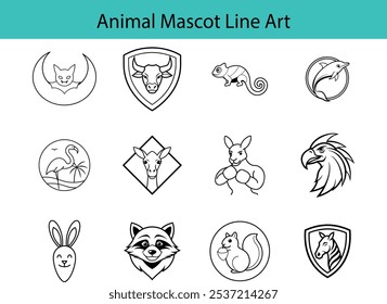 Animal Mascot Line Art Design Collection