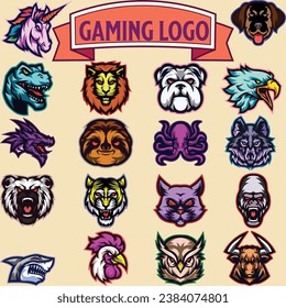 ANIMAL MASCOT AND LOGO BUNDLE.
animals head isolated vector logo concept. Modern badge mascot design. Premium quality wild animal, fish, reptile t-shirt tee print illustration.