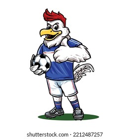 animal mascot soccer team with soccer ball