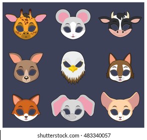 Animal mask set 4 for Halloween and various festivities