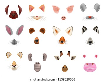 Animal Mask Vector Animalistic Masking Face Of Wild Characters Bear Wolf Rabbit And Cat Or Dog On Masquerade Illustration Set Of Carnival Masked Costume Monkey Masquer Isolated On White Background