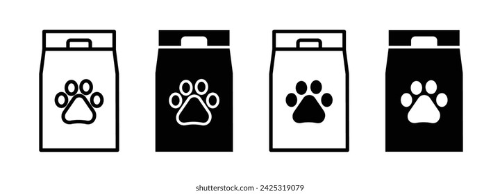 Animal Meal Line Icon. Pet Nourishment Icon in Black and White Color.