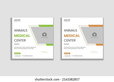 Animal medical center social media post and web banner template