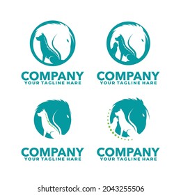 animal medical logo horse dog and cat logo template