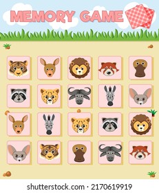 Animal Memory Card Game Illustration