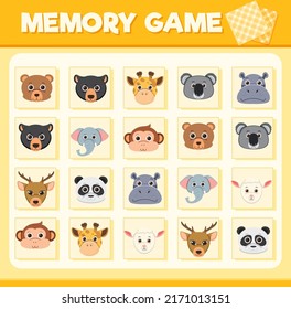 Animal Memory Card Game Illustration