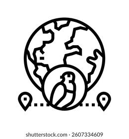 animal migration paths line icon vector. animal migration paths sign. isolated contour symbol black illustration