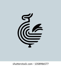 ANIMAL MINIMALIST DESIGN LOGO CHICKEN ART