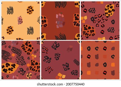 Conjunto de patrones sin fisuras del vector de impresión de mezcla animal. Antecedentes abstractos