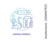 Animal models blue gradient concept icon. Experimental models. Pandemic preparedness preclinical research abstract idea thin line illustration. Isolated outline drawing. Myriad Pro-Bold fonts used