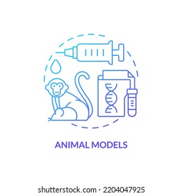 Animal models blue gradient concept icon. Experimental models. Pandemic preparedness preclinical research abstract idea thin line illustration. Isolated outline drawing. Myriad Pro-Bold fonts used