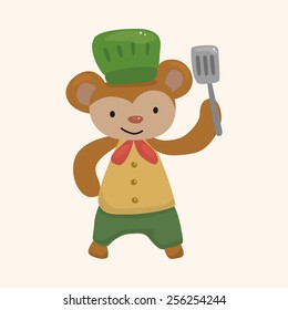 animal monkey chef cartoon theme elements