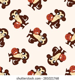 Animal monkey doing sports cartoon , cartoon seamless pattern background