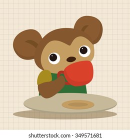 animal monkey having afternoon tea theme elements