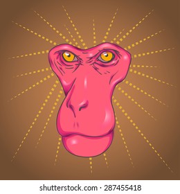 animal monkey pink face and yellow eyes without borders